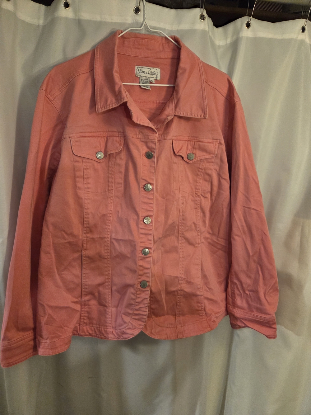 Live a Little Coral Button-Up Jean Jacket